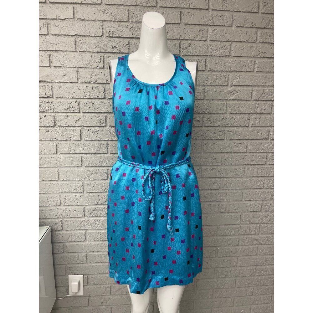 Britt Ryan Women Crinkled Multicolored Silk Halter Mini Dress Size 4